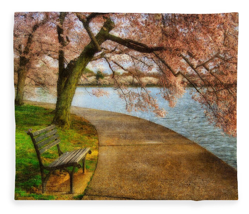 Bench Fleece Blanket featuring the photograph Meet Me At Our Bench by Lois Bryan