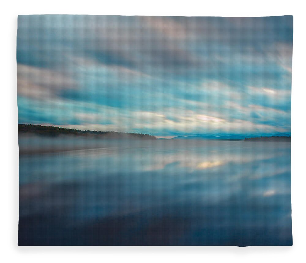New England Fleece Blanket featuring the photograph Melvin Bay Fog by Brenda Jacobs