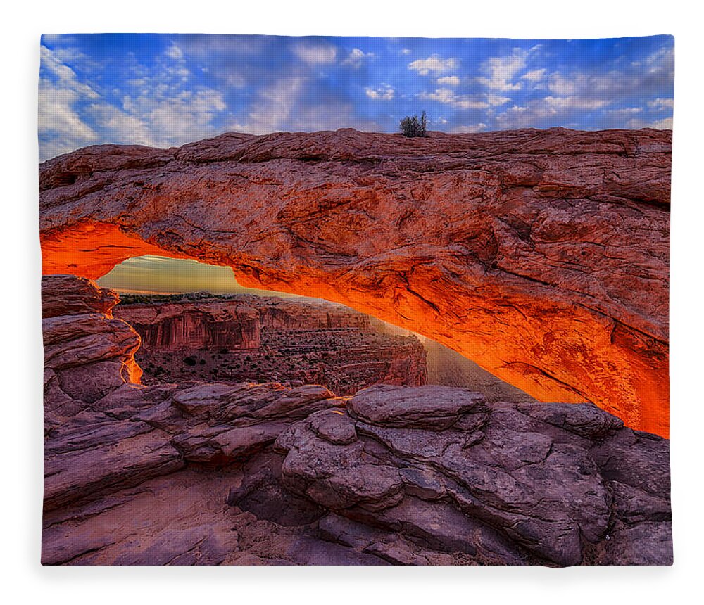 Mesa Arch Fleece Blanket featuring the photograph Mesa Arch Glow by Greg Norrell