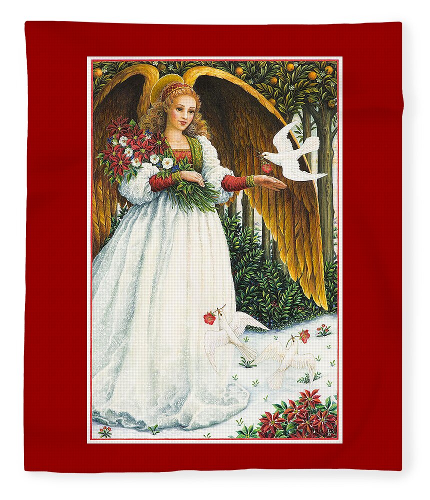 Angel Fleece Blanket featuring the painting Messengers of Peace by Lynn Bywaters