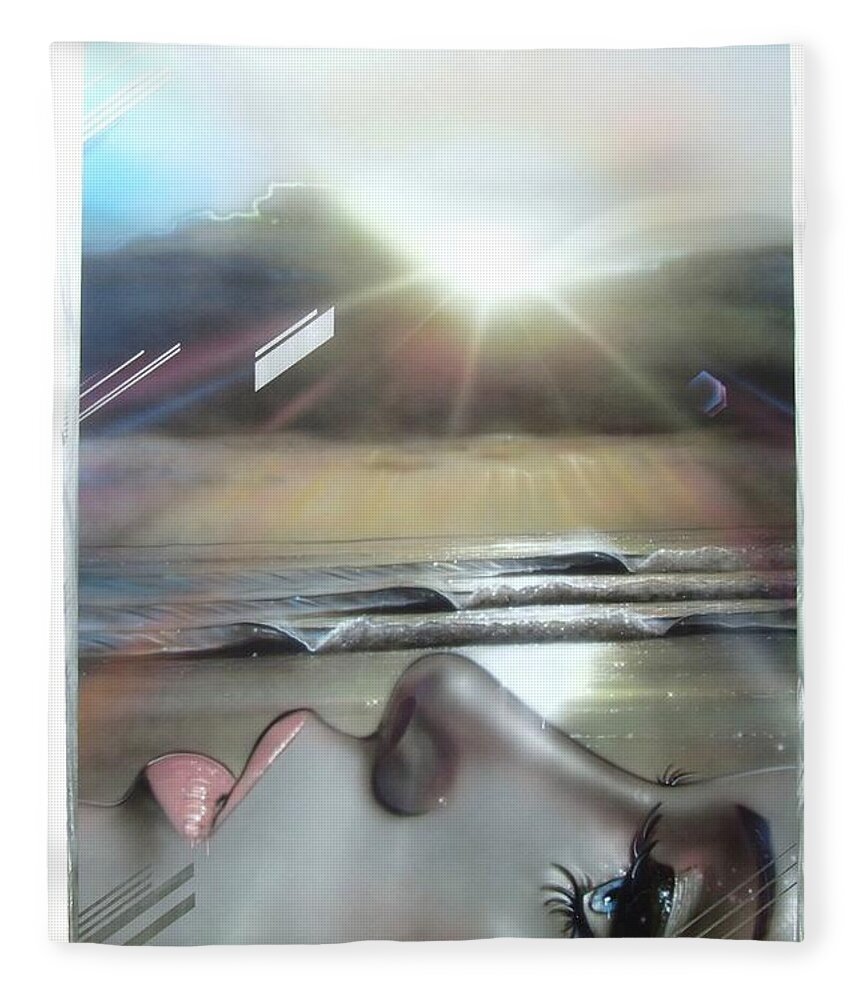 Ocean Fleece Blanket featuring the painting Metallic Visions by Christian Chapman Art