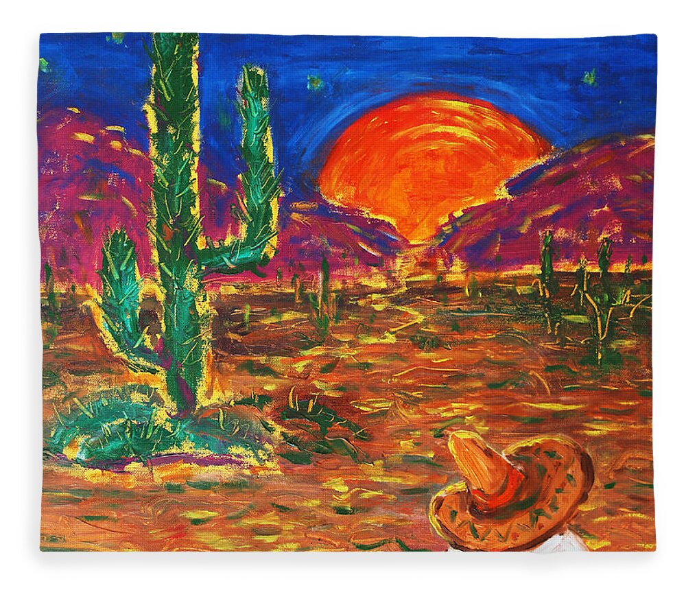 Foll Art Fleece Blanket featuring the painting Mexico Impression III by Xueling Zou