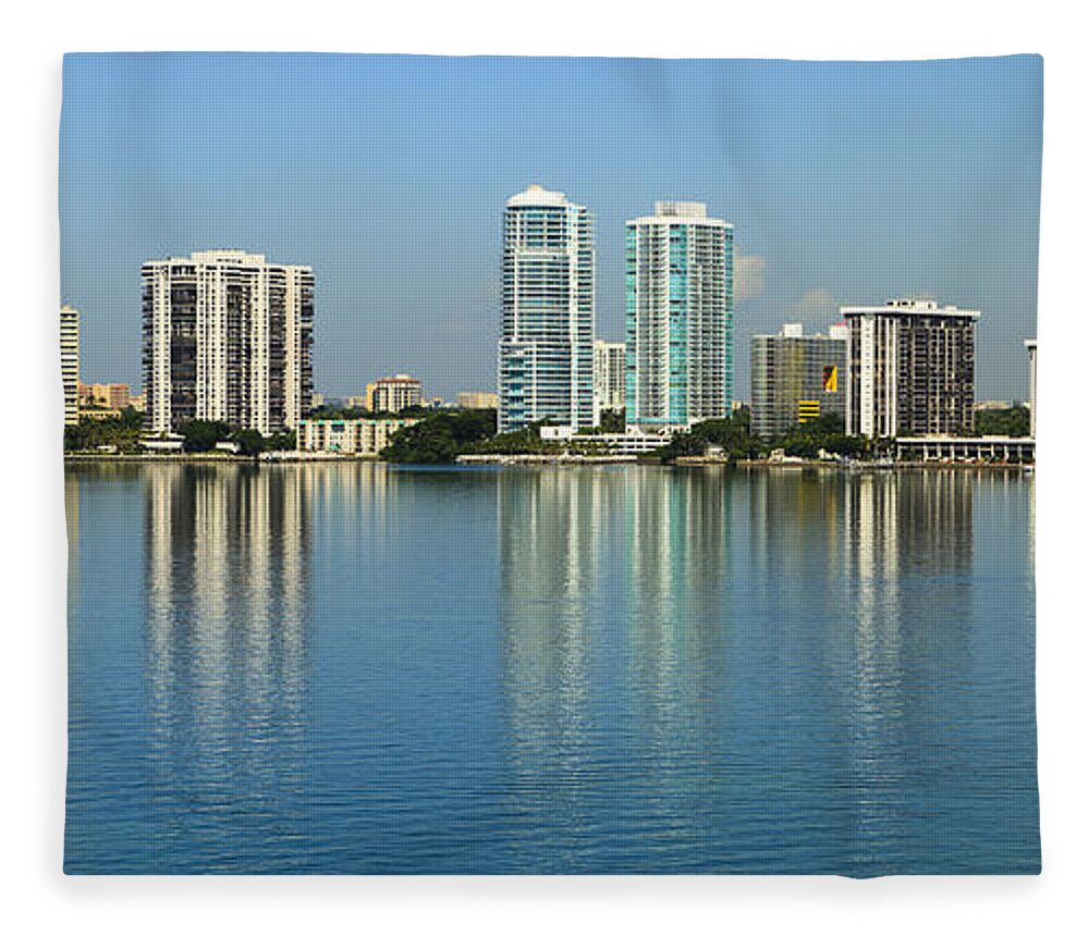 Architecture Fleece Blanket featuring the photograph Miami Brickell Skyline by Raul Rodriguez