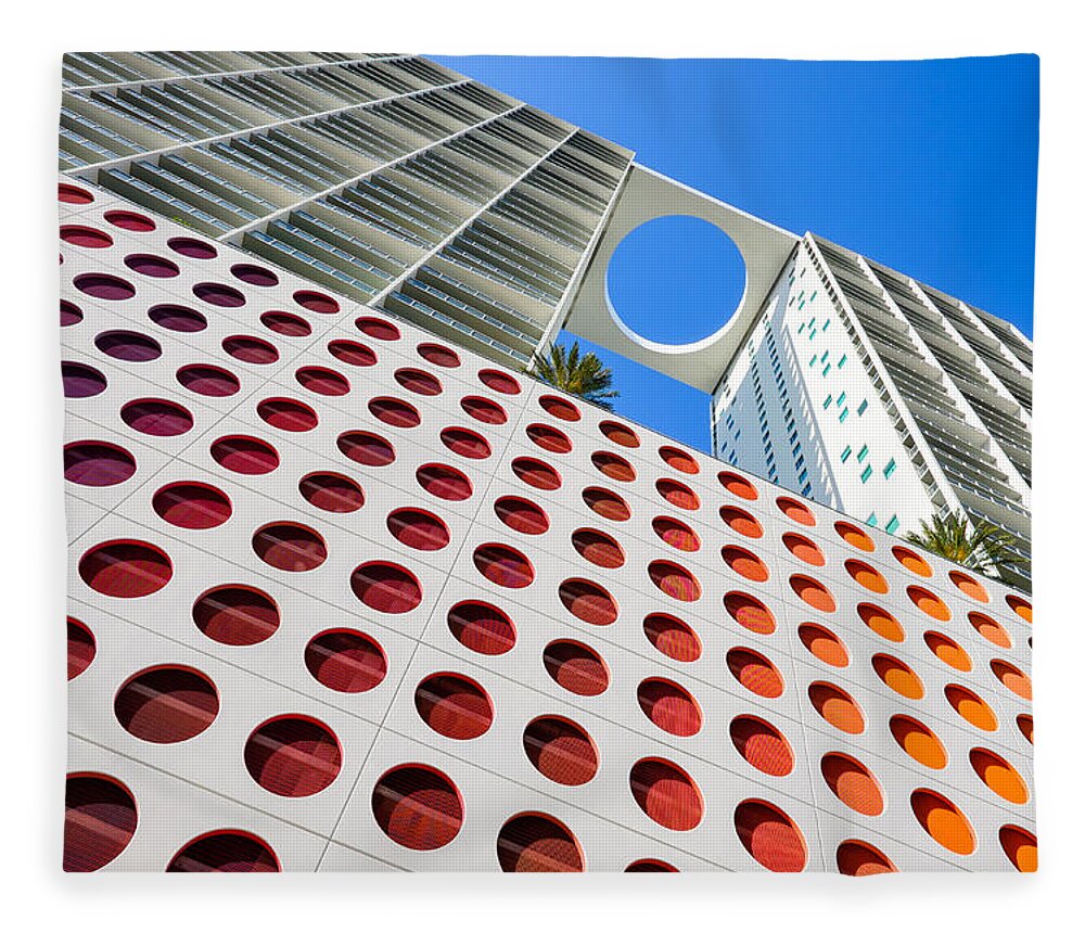 Architecture Fleece Blanket featuring the photograph Miami Circles by Raul Rodriguez