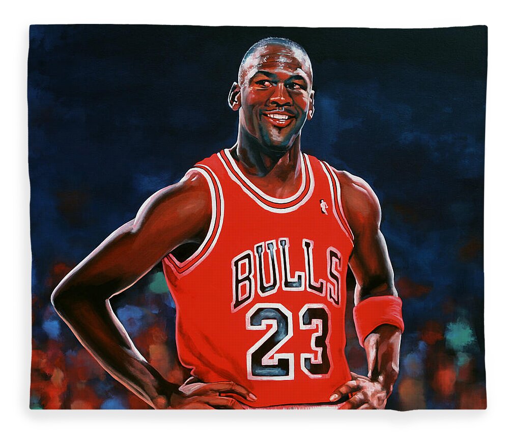 Michael Jordan Fleece Blanket featuring the painting Michael Jordan by Paul Meijering