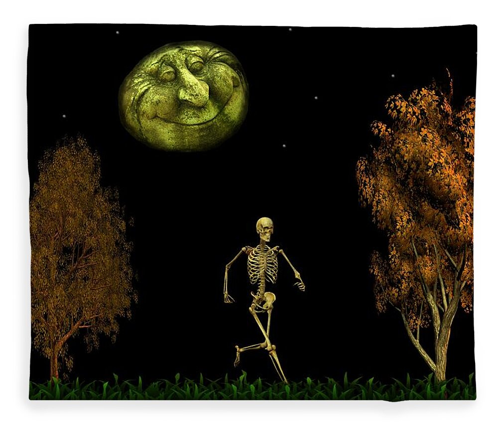 Moon Fleece Blanket featuring the mixed media Midnight Run by David Dehner