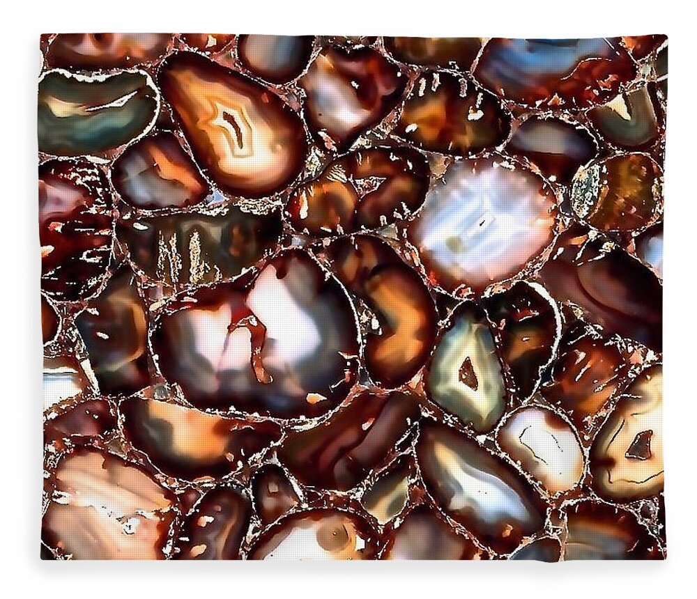 Rocks Fleece Blanket featuring the photograph Luminescent Agates Or Rock Candy by Debra Amerson