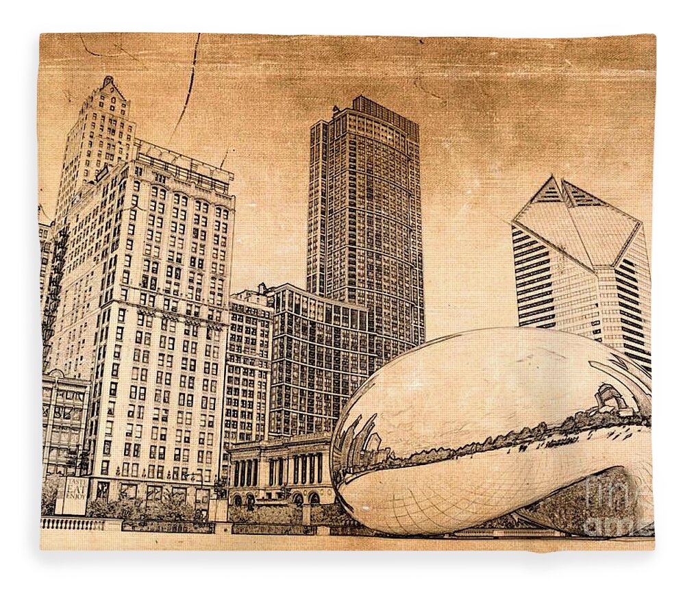 Chicago Bean Fleece Blanket featuring the digital art Millennium Park Chicago by Dejan Jovanovic