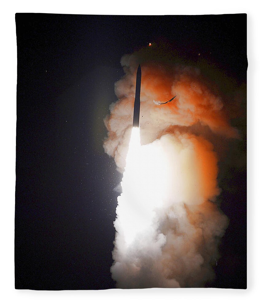 Missile Fleece Blanket featuring the photograph Minuteman IIi Missile Test by Science Source