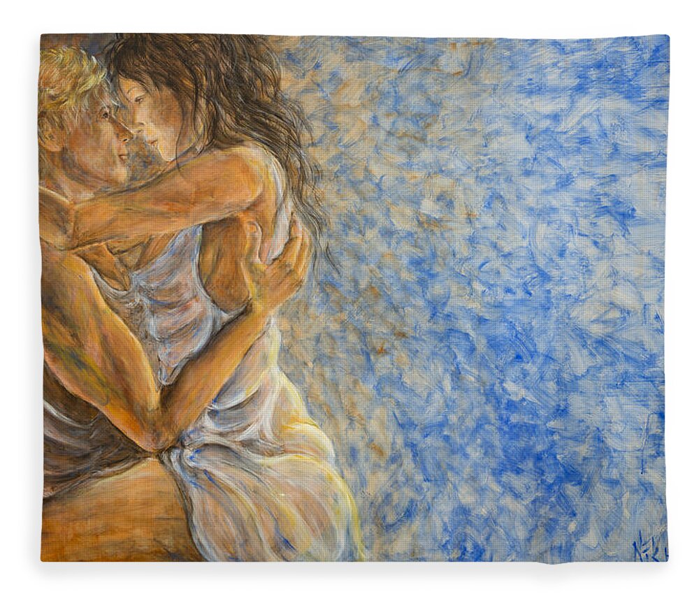 Romance Fleece Blanket featuring the painting Misty Romance by Nik Helbig