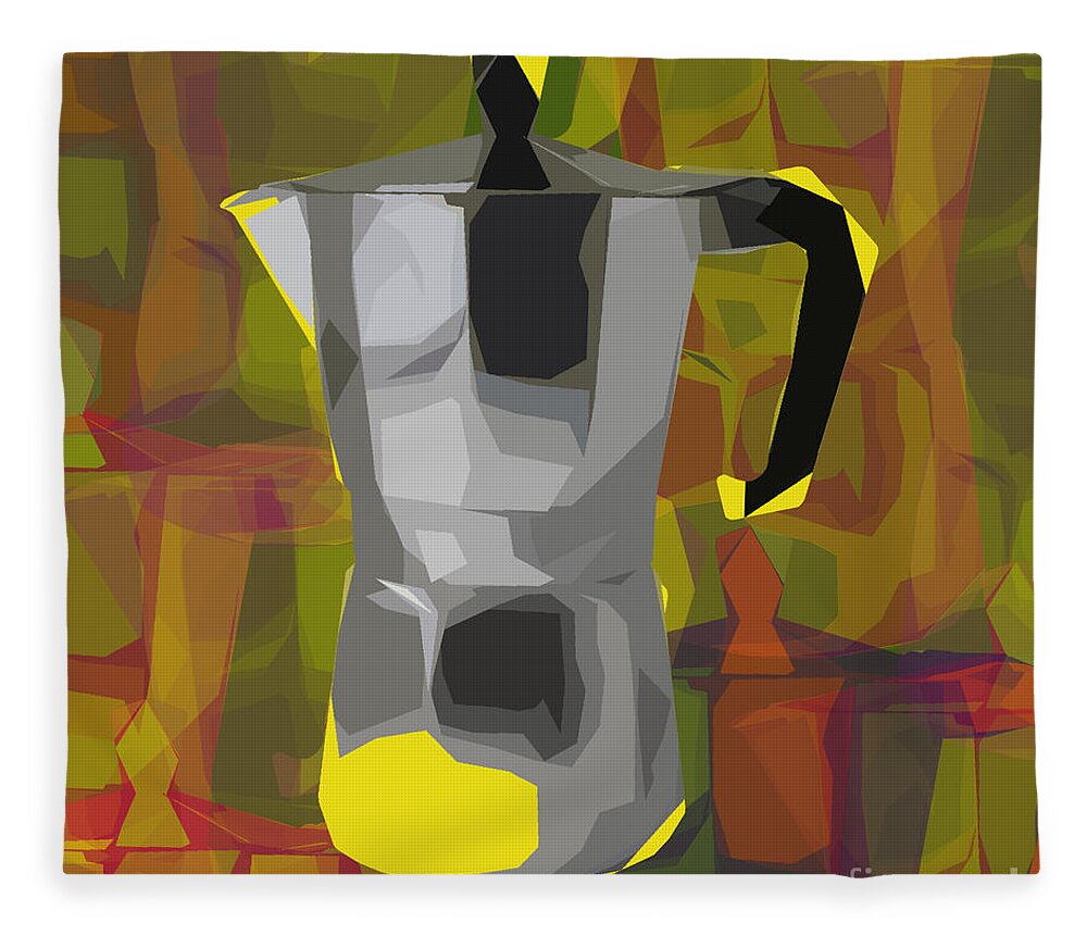 Cafe Fleece Blanket featuring the digital art Moka pot by Jean luc Comperat
