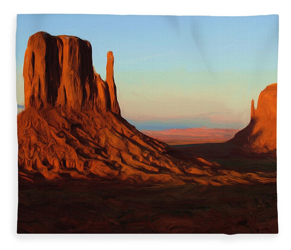 Monument Valley Fleece Blanket featuring the painting Monument Valley 2 by Inspirowl Design