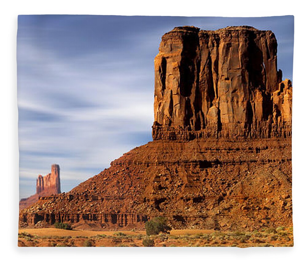 Desert Scene Fleece Blanket featuring the photograph Monument Valley - Left Mitten by Mike McGlothlen