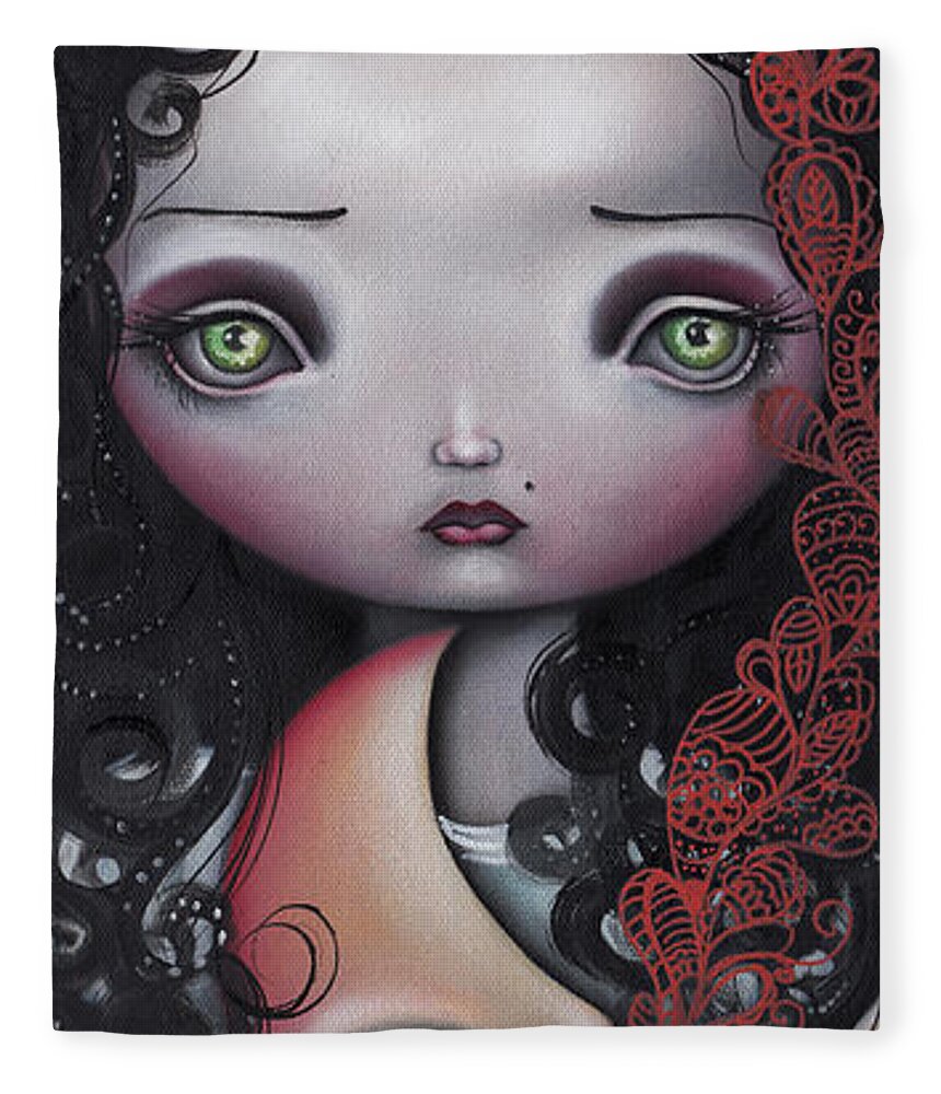 Fantasy Fleece Blanket featuring the painting Moon Keeper by Abril Andrade