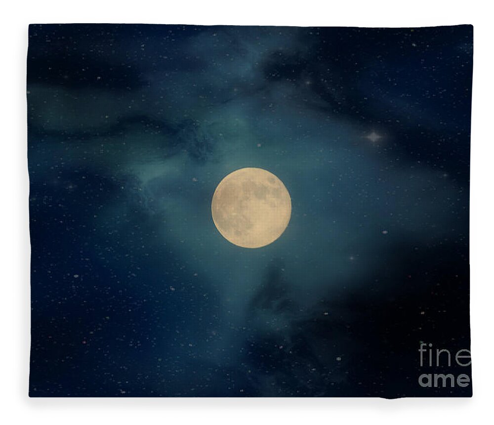 Astrology Fleece Blanket featuring the photograph Moon Over MIssouri by Peggy Franz