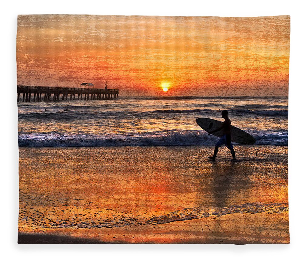 Benny's Fleece Blanket featuring the photograph Morning Surf by Debra and Dave Vanderlaan