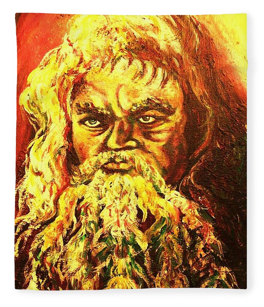 Moses Fleece Blanket featuring the painting Moses At The Burning Bush by Carole Spandau