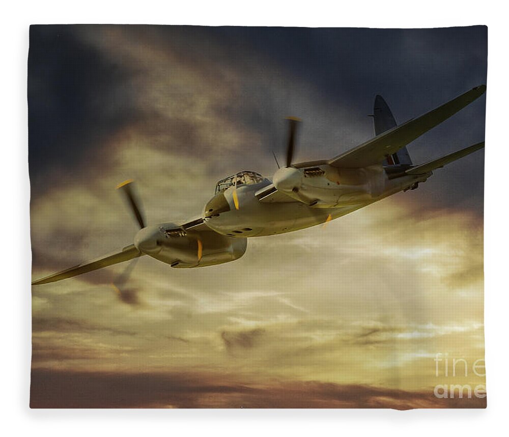 De Havilland Mosquito Fleece Blanket featuring the digital art Mosquito by Airpower Art