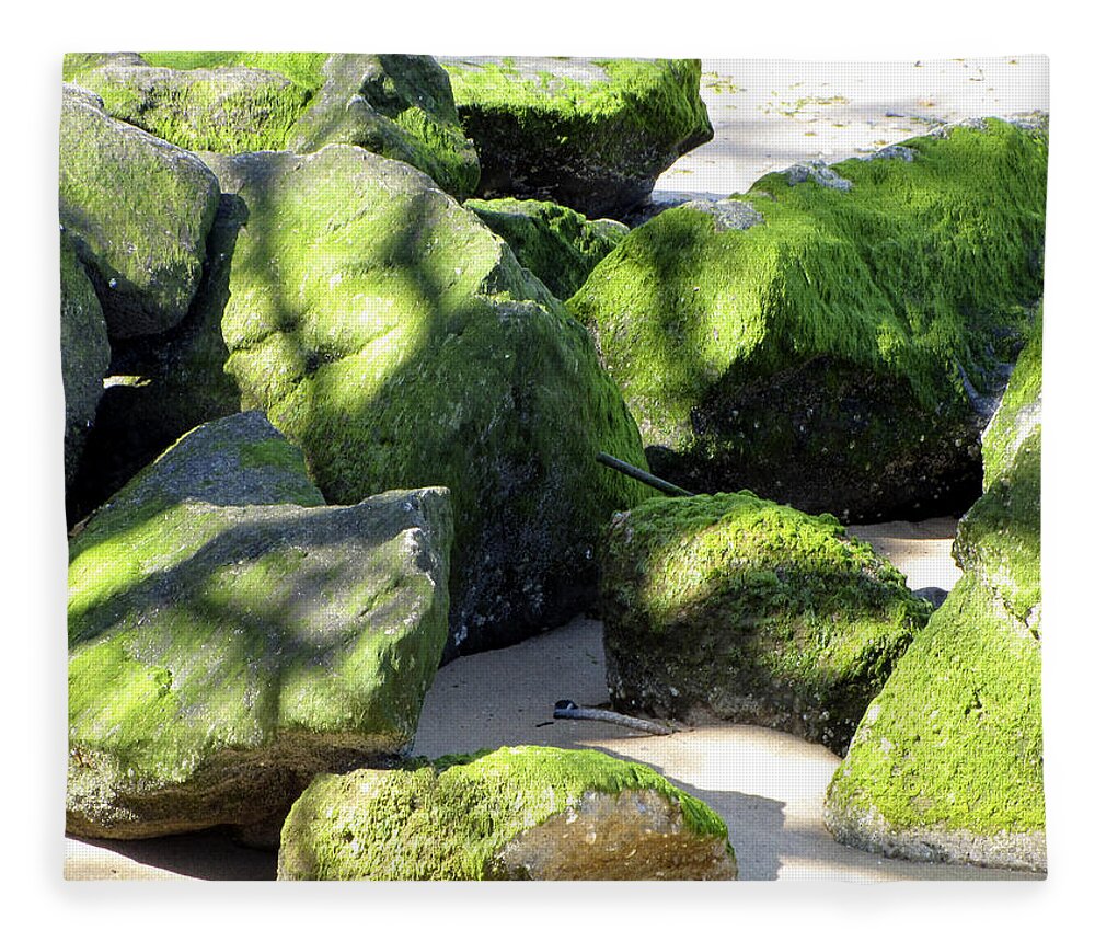 Moss Fleece Blanket featuring the photograph Moss on the Rocks by Bob Slitzan