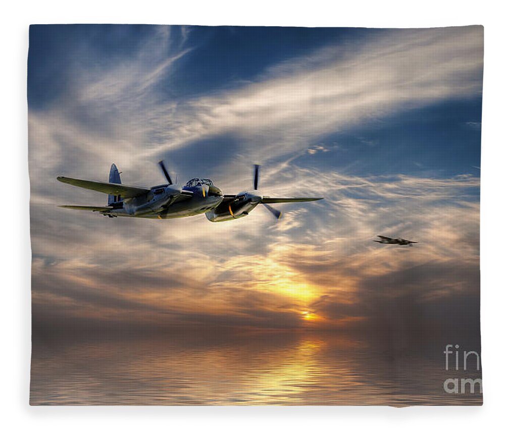 Mosquito Fleece Blanket featuring the digital art Mossies Head Home by Airpower Art