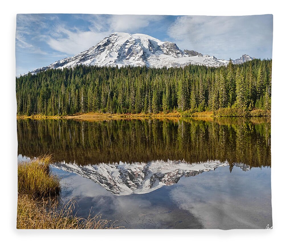 Autumn Fleece Blanket featuring the photograph Mount Rainier and Reflection Lakes in the Fall by Jeff Goulden