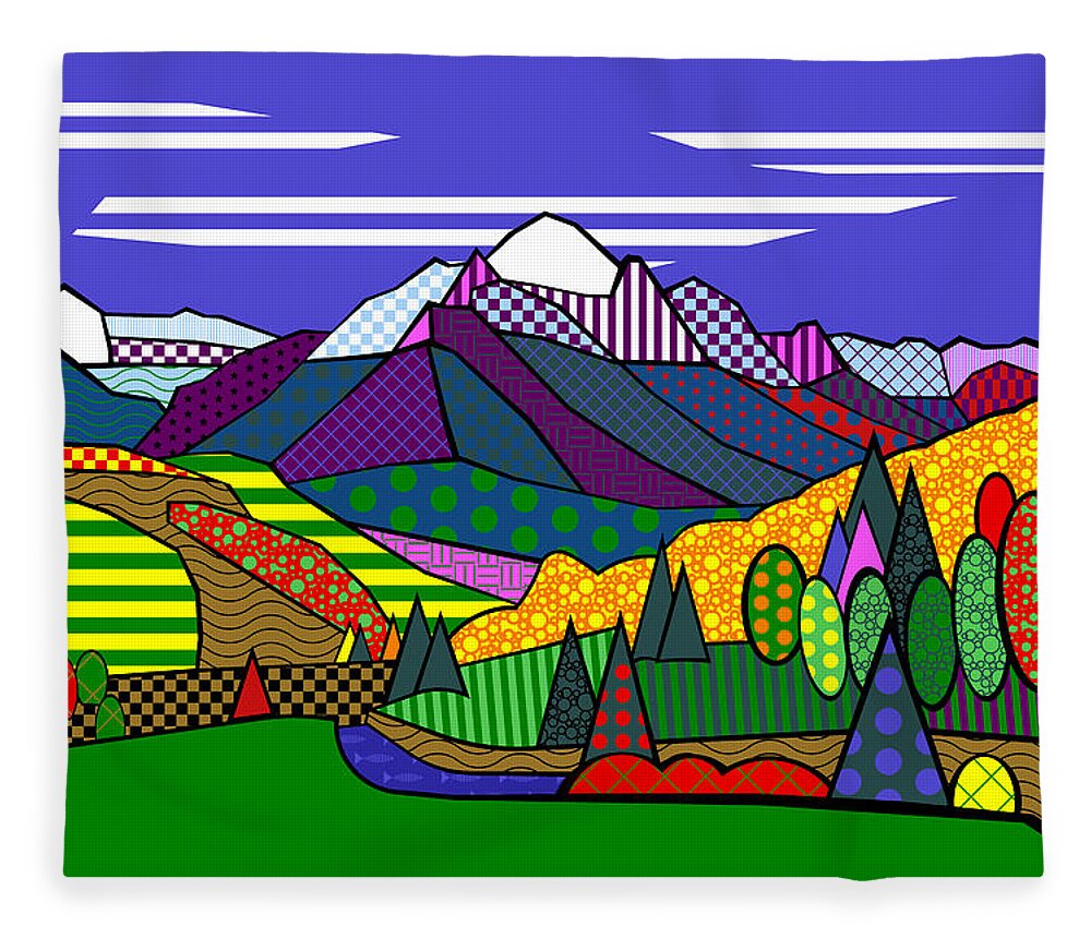 Colorado Fleece Blanket featuring the digital art Mount Sneffels by Randall J Henrie