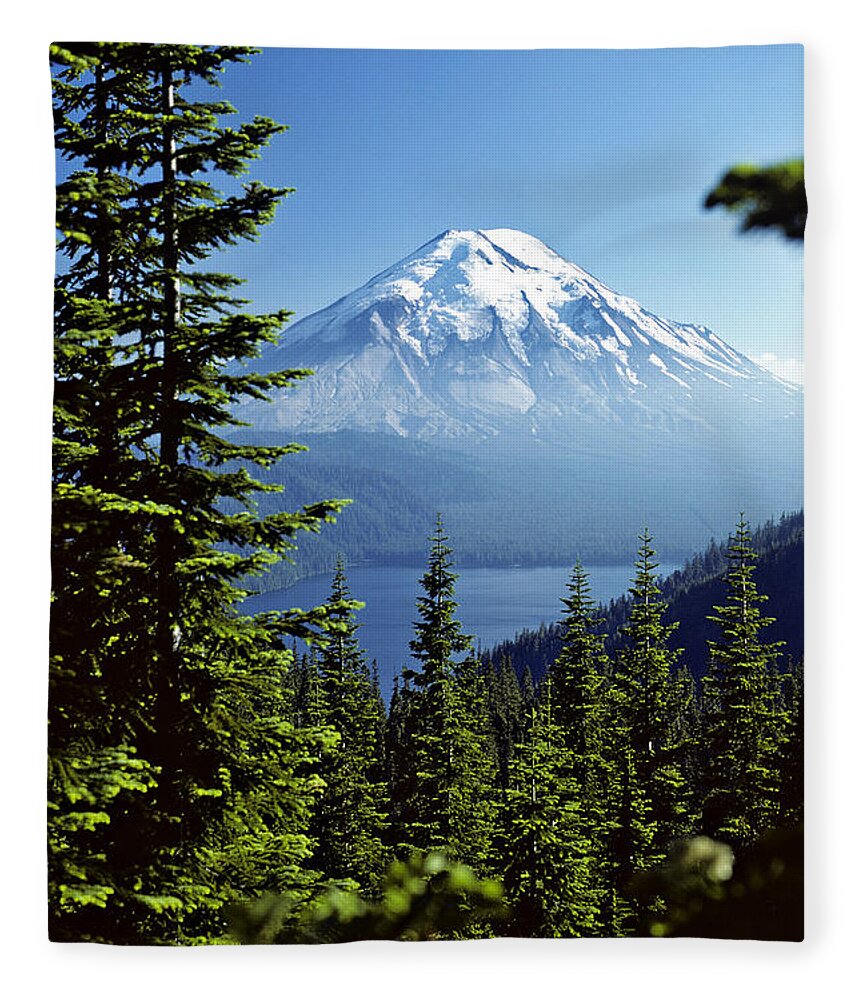 Mount St. Helens Fleece Blanket featuring the photograph Mount St. Helens And Spirit Lake by Thomas & Pat Leeson