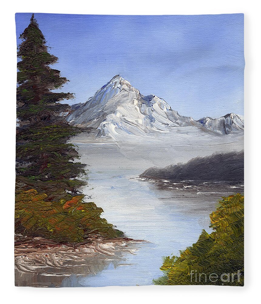 Mountain Fleece Blanket featuring the painting Mountain Region by Michelle Bien