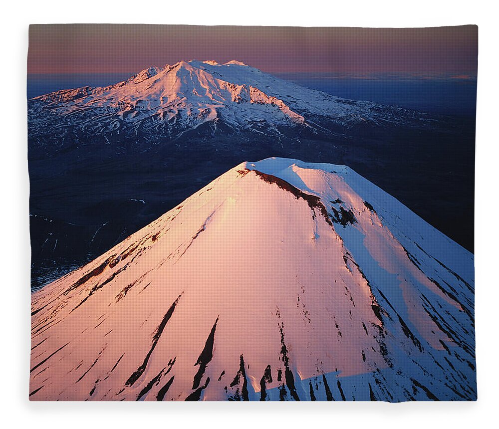 00260295 Fleece Blanket featuring the photograph Mt Ngauruhoe and Mt Ruapehu by Rob Brown