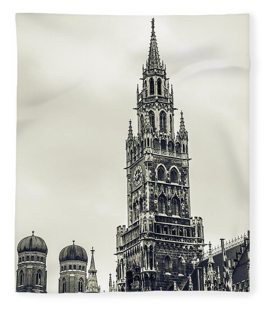 Marienplatz Fleece Blanket featuring the photograph Munich - ancient by Hannes Cmarits