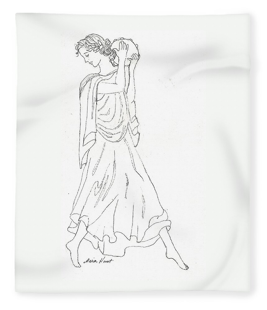 Muses Fleece Blanket featuring the painting Terpsichore Muse of Dance by Maria Hunt