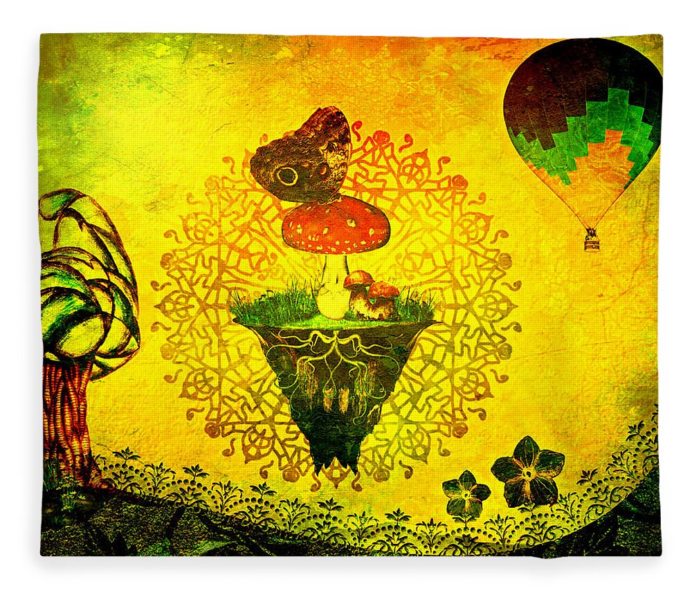 Mushroom Fleece Blanket featuring the painting Mushroom Moth by Ally White