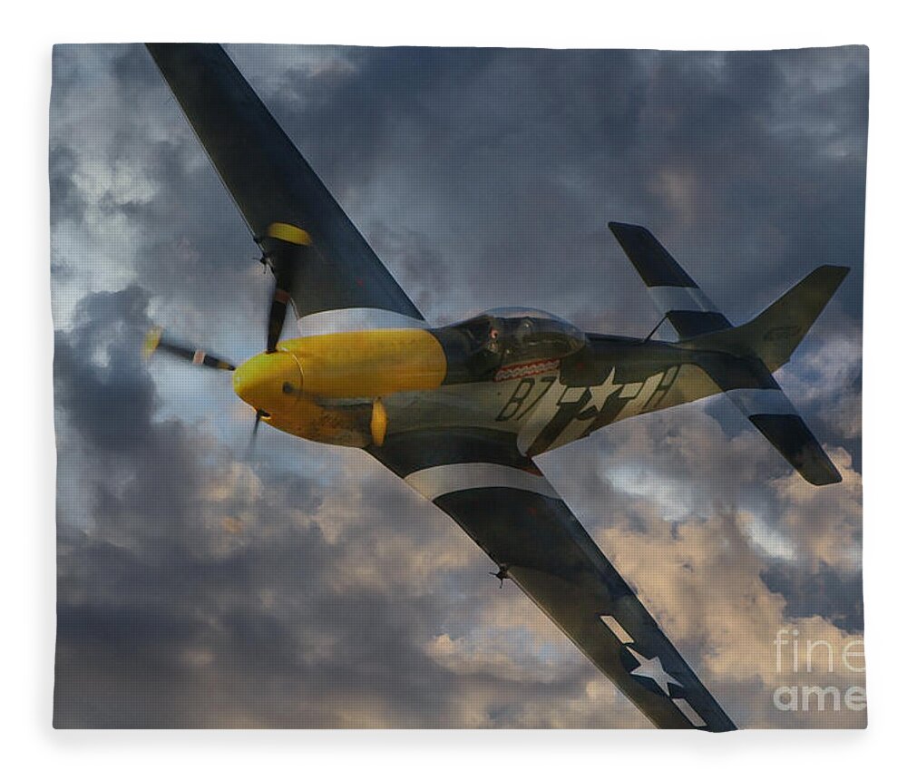 P51 Fleece Blanket featuring the digital art Mustang Tribute by Airpower Art