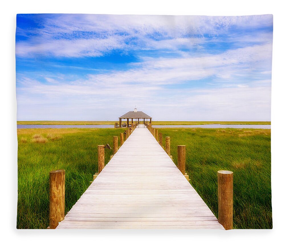 Gulf Of Mexico Fleece Blanket featuring the photograph Lonely Pier I by Raul Rodriguez