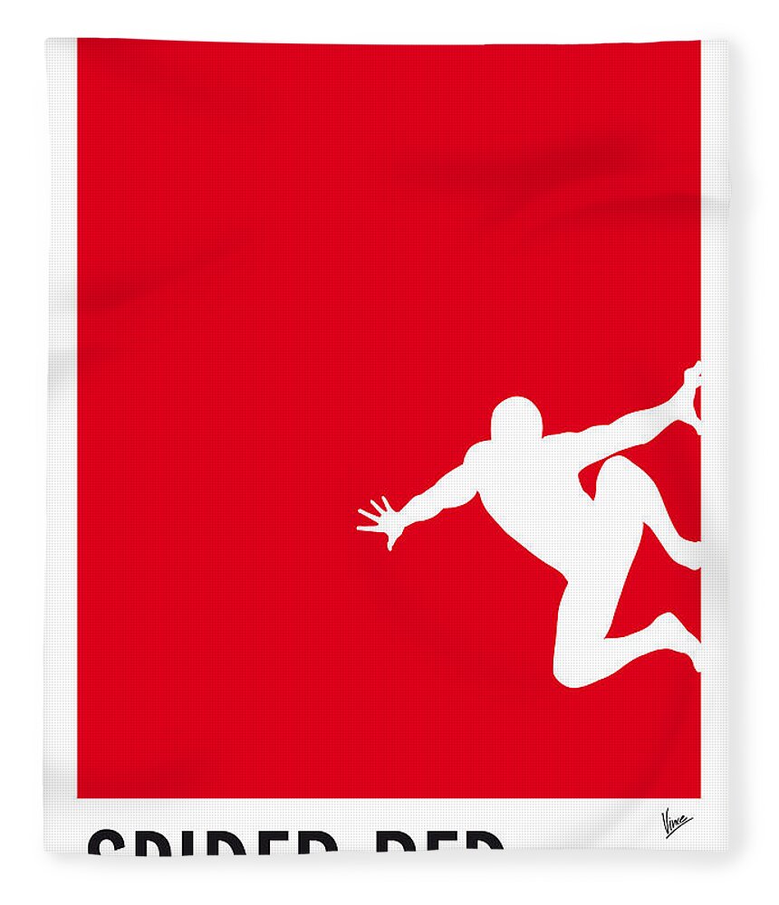 Superhero 04 Spider Red Fleece Blanket featuring the digital art My Superhero 04 Spider Red Minimal poster by Chungkong Art