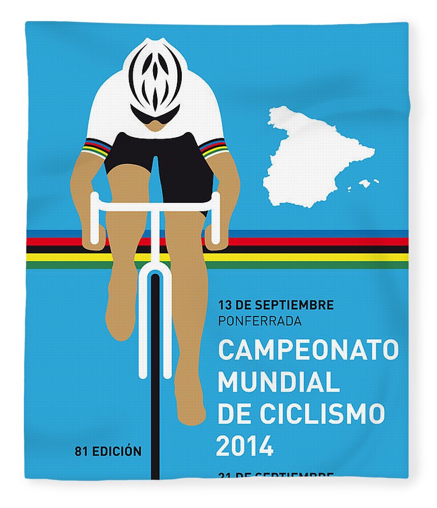 Minimal Fleece Blanket featuring the digital art MY UCI Road World Championships MINIMAL POSTER 2014 by Chungkong Art