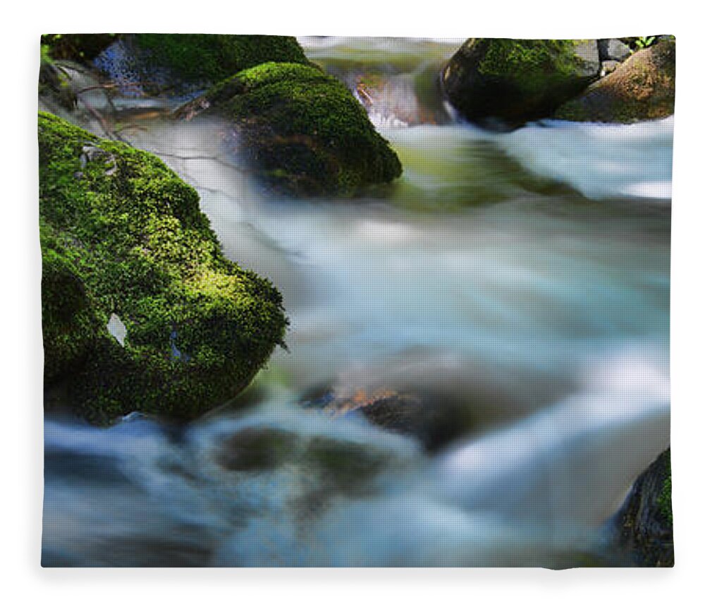 Kelowna Fleece Blanket featuring the photograph Mystic Mill Creek and Sunlight by Allan Van Gasbeck