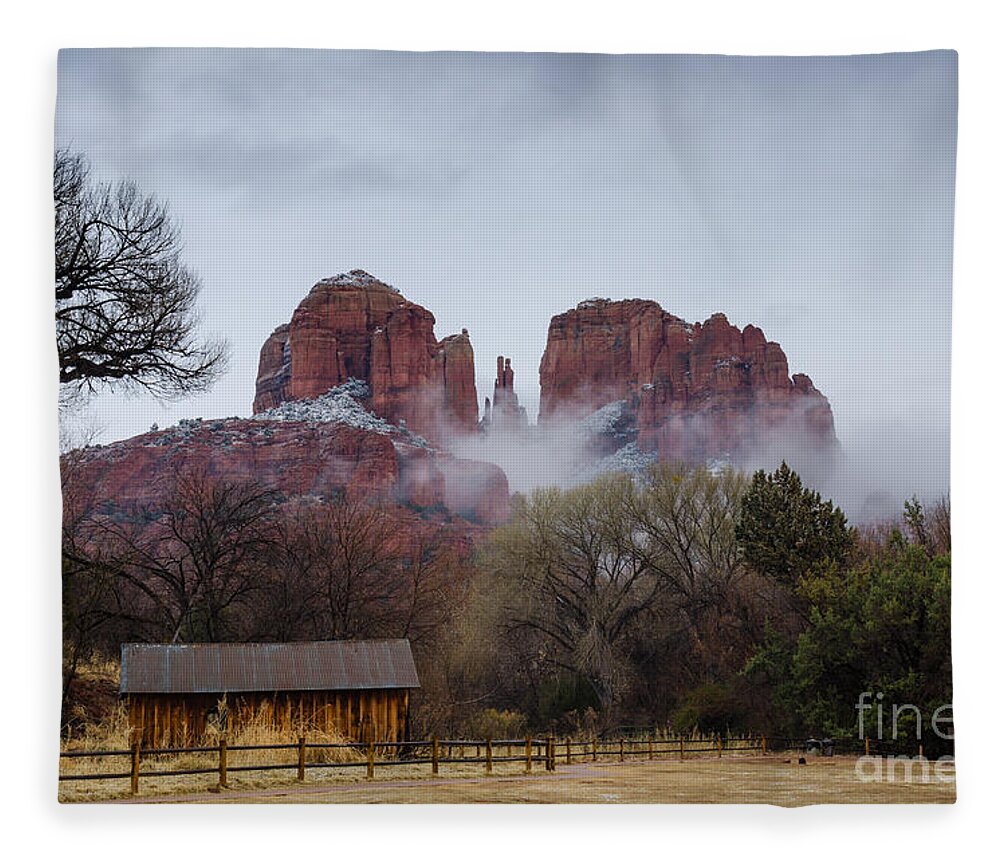 Cathedral Rock Fleece Blanket featuring the photograph Mystical by Tamara Becker