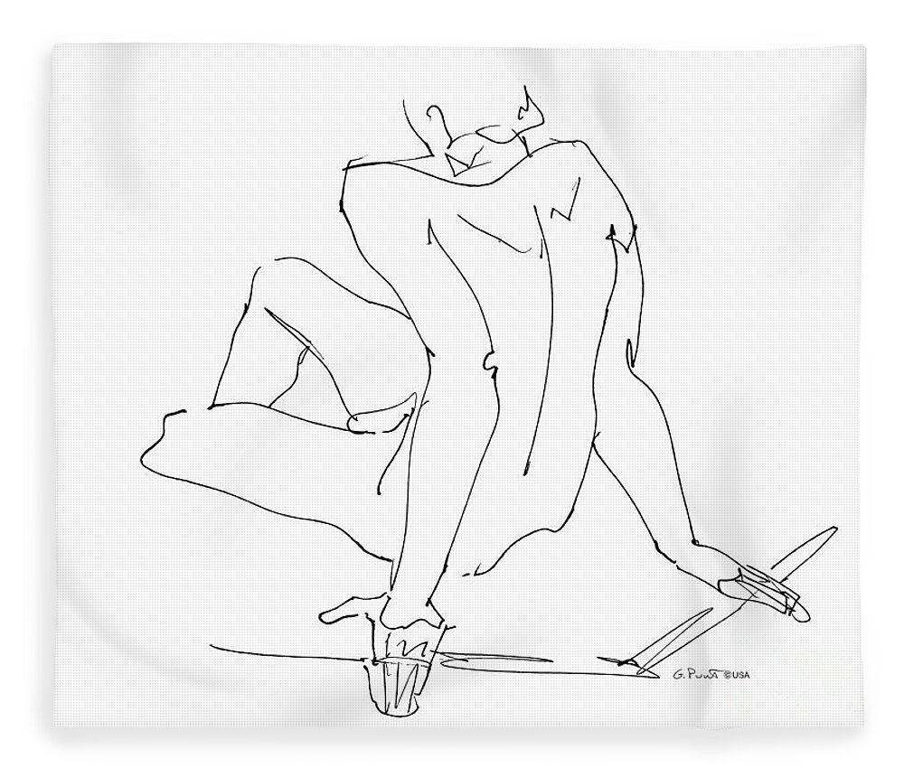 Male Fleece Blanket featuring the drawing Naked-Men-Art-15 by Gordon Punt