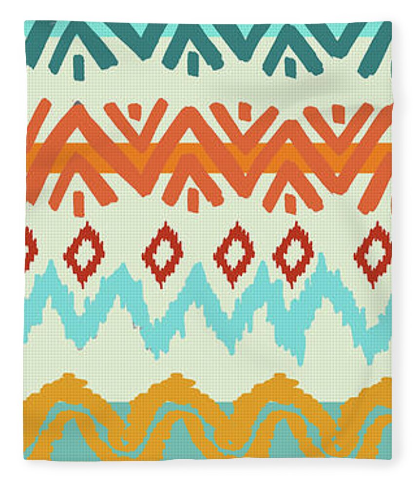 Navajo Fleece Blanket featuring the digital art Southwest Pattern I by Nicholas Biscardi