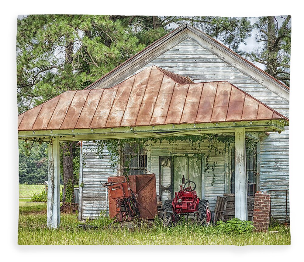 Abandoned Fleece Blanket featuring the photograph N.C. Tractor Shed - Photography by Jo Ann Tomaselli by Jo Ann Tomaselli