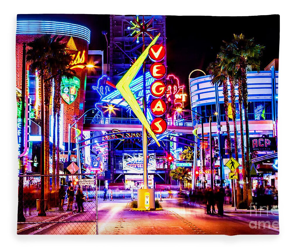 Las Vegas Fleece Blanket featuring the photograph Neon Vegas by Az Jackson