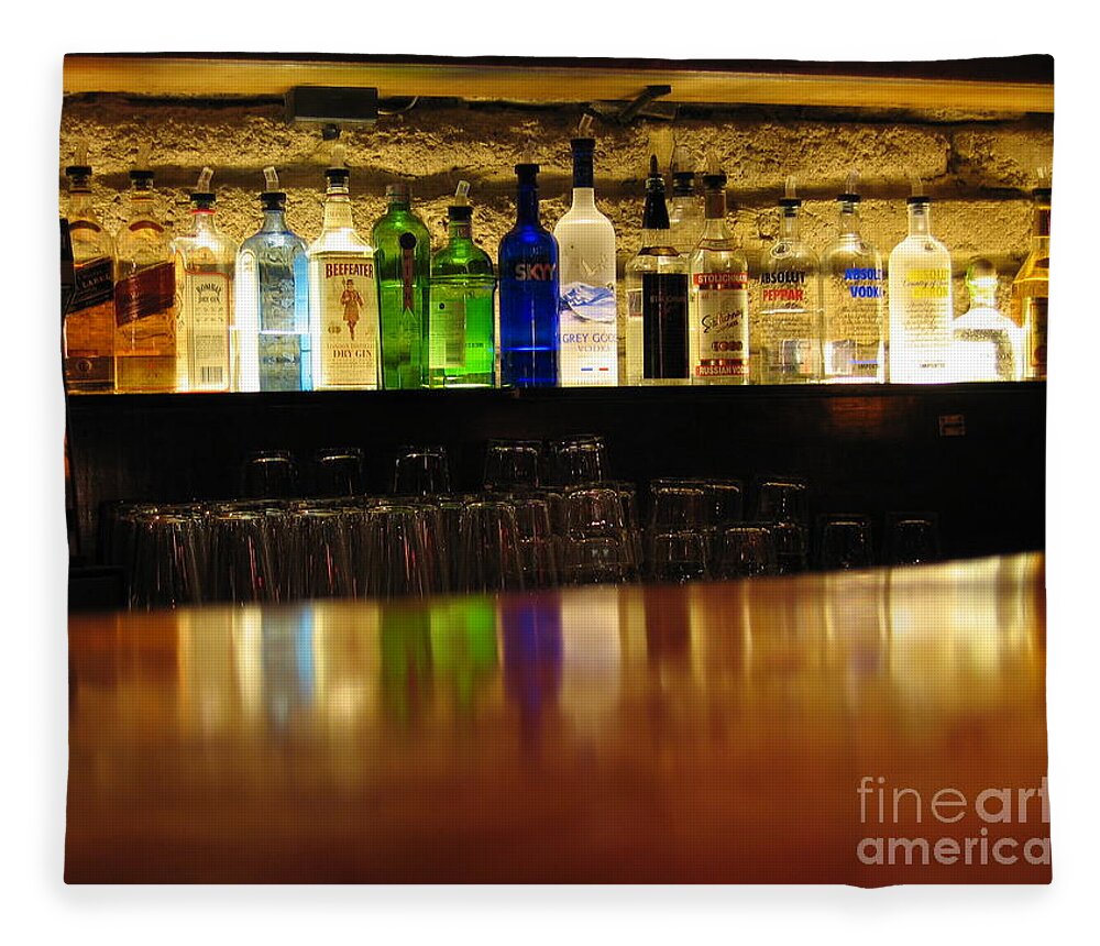 Bar Fleece Blanket featuring the photograph Nepenthe's Bottles by James B Toy