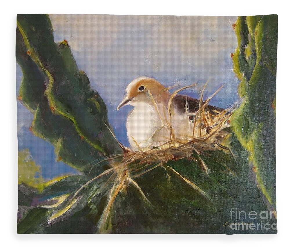 Dove Fleece Blanket featuring the painting Home is Where the Heart Is by Maria Hunt
