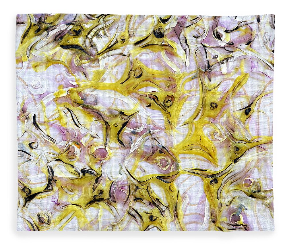 Neuron Fleece Blanket featuring the painting Neurology by Regina Valluzzi