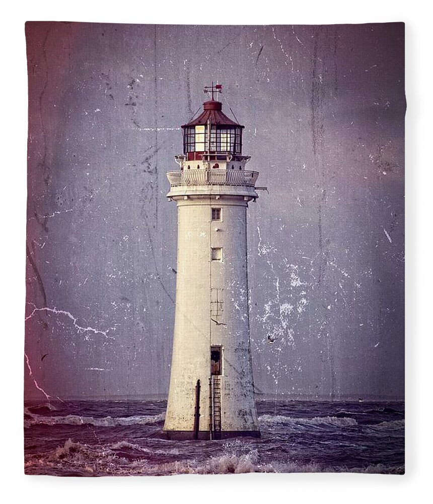 Lighthouse Fleece Blanket featuring the photograph New Brighton Lighthouse by Spikey Mouse Photography