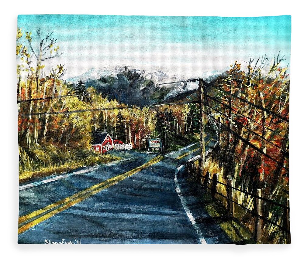 Road Fleece Blanket featuring the painting New England Drive by Shana Rowe Jackson