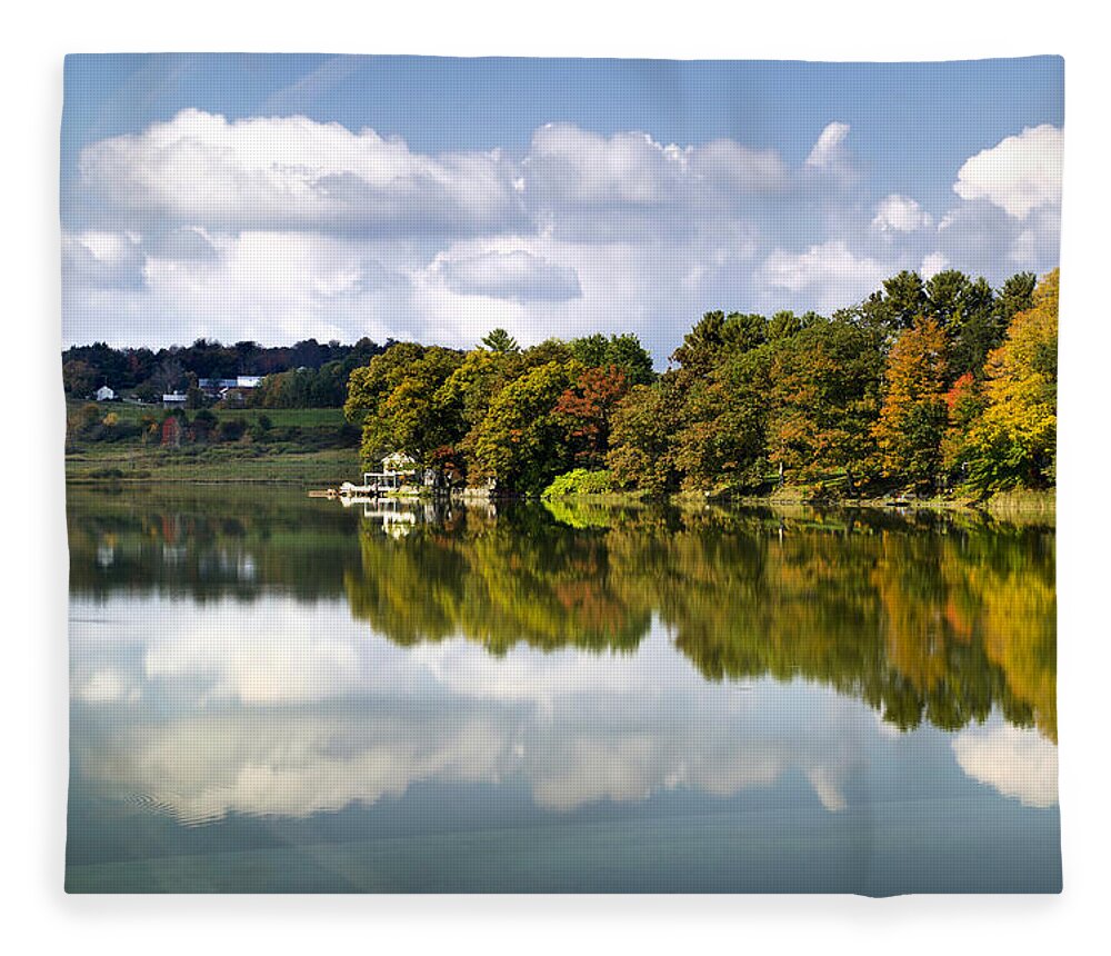Lake Reflection Fleece Blanket featuring the photograph New York Cincinnatus Lake by Christina Rollo