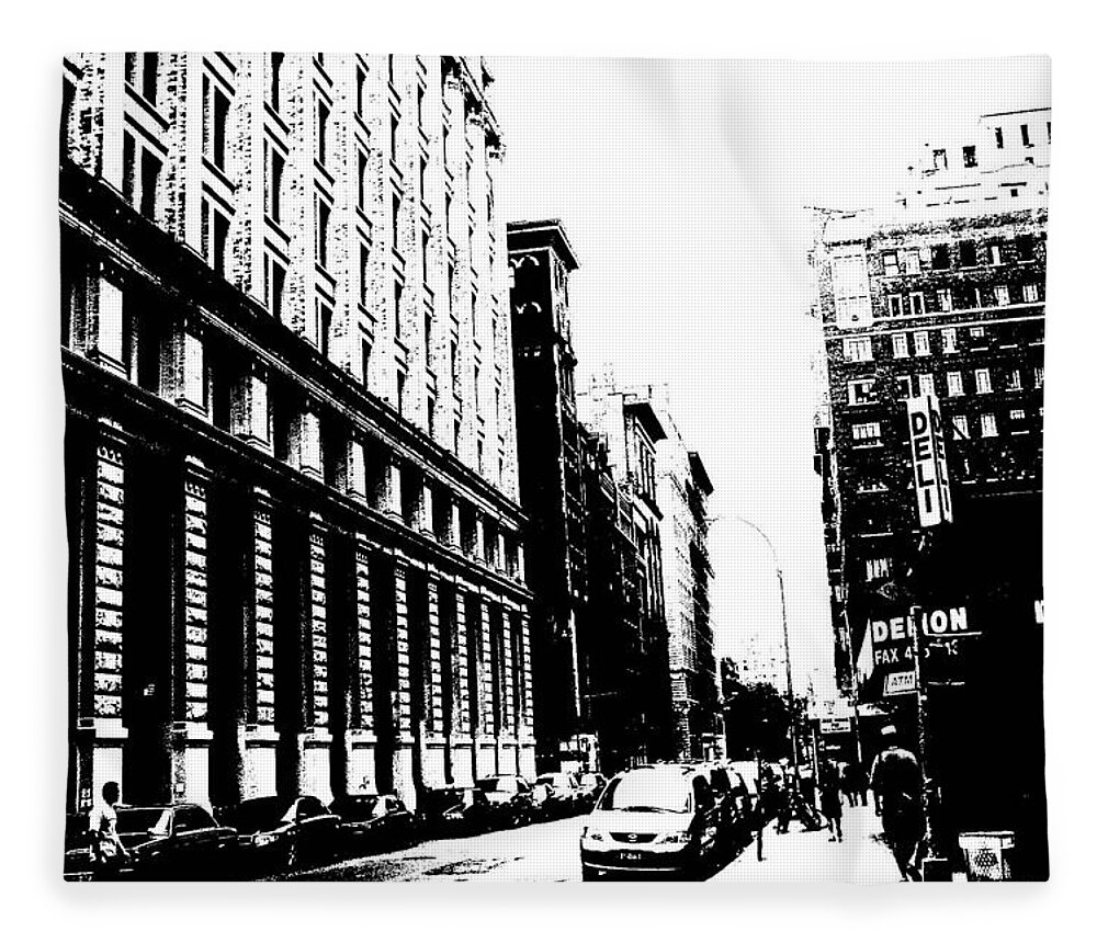 Contrast Photograph Fleece Blanket featuring the photograph New York City Streetscape by Cleaster Cotton