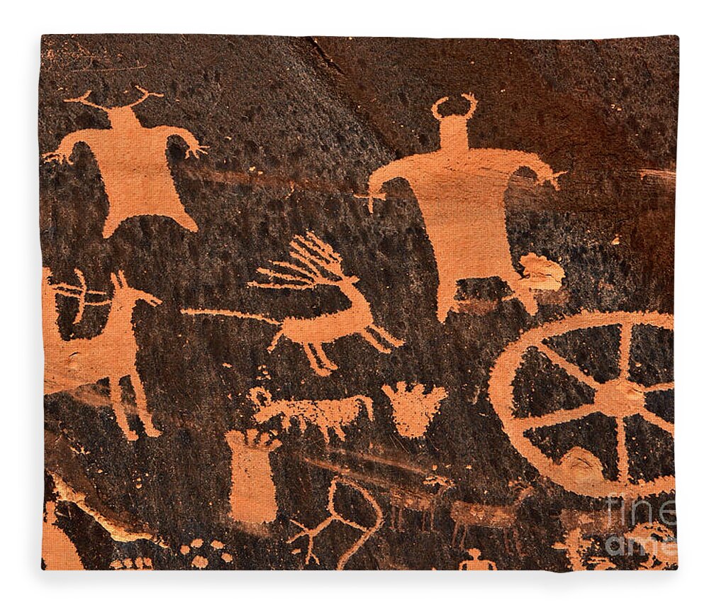 Petroglyphs Fleece Blanket featuring the photograph Newspaper Rock Close-up by Gary Whitton